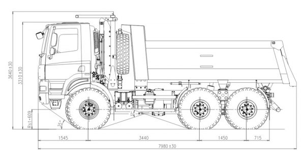 TATRA T158-8P5R36.341 6x6 САМОСВАЛ С ОДНОСТОРОННЕЙ РАЗГРУЗКОЙ КУЗОВА